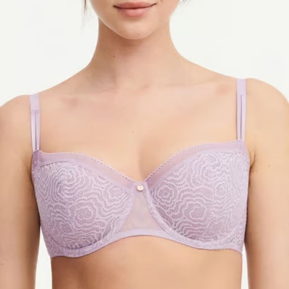 Chantelle C Jolie Demi Lace Bra Lavender Frost Purple Sz 36D - Picture 1 of 7